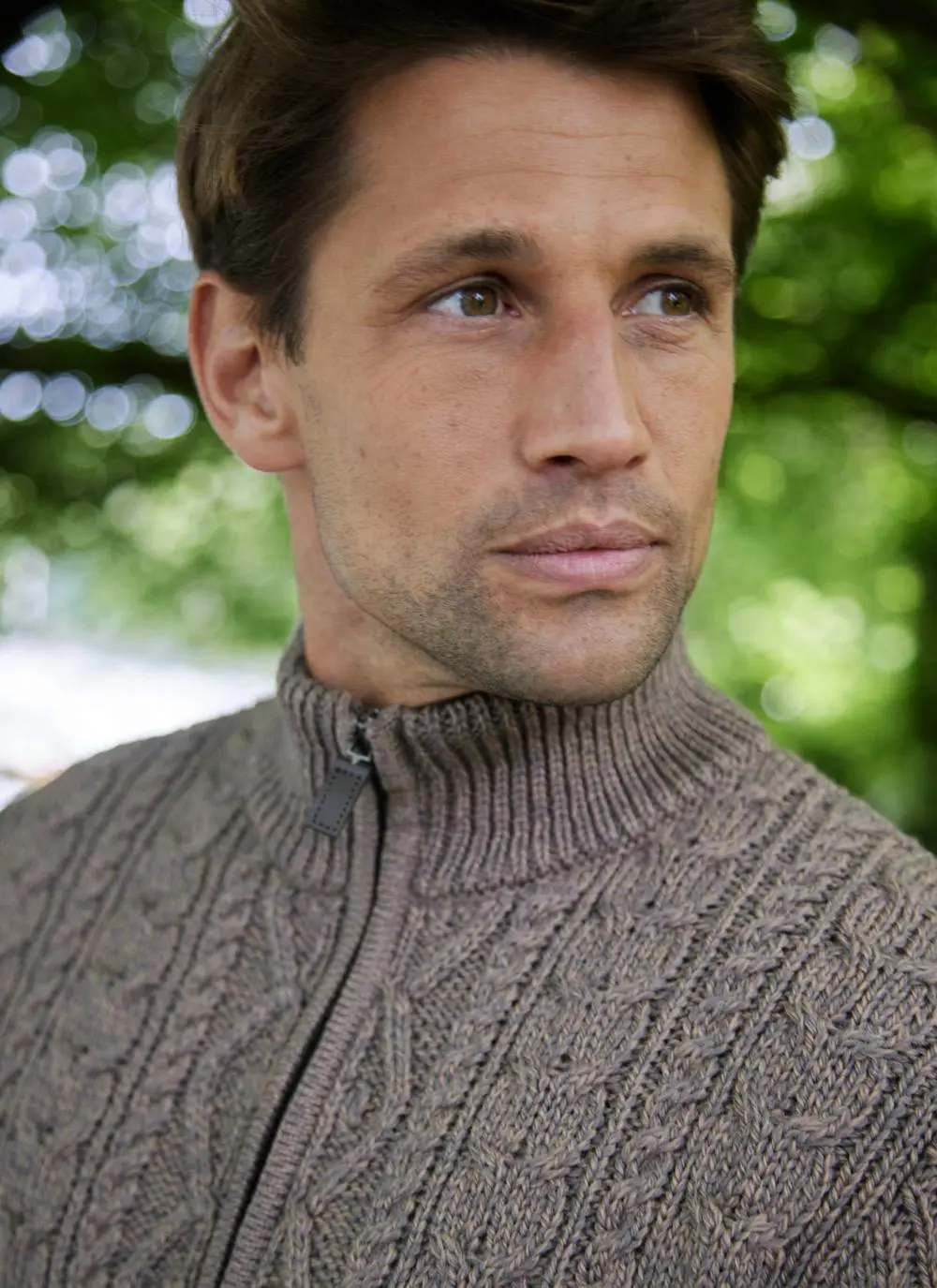 Sean Half Zip Aran Sweater in Brown Marl | Aran Sweaters | Blarney
