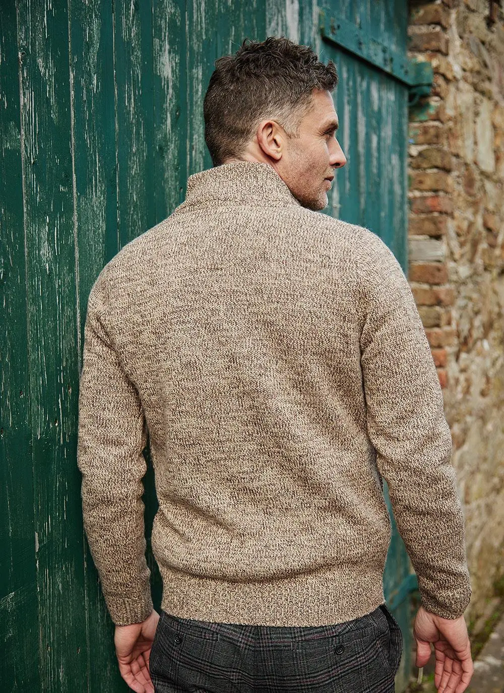 Kieran Button Neck Aran Sweater