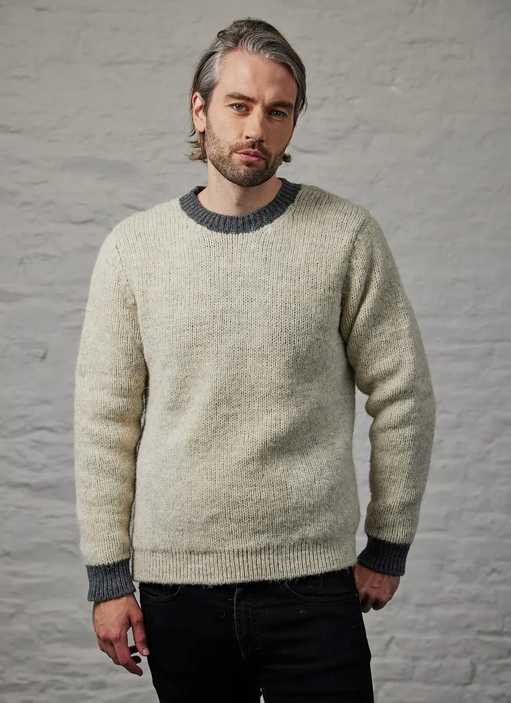 Fisherman Crew Neck Sweater with Geelong Lining