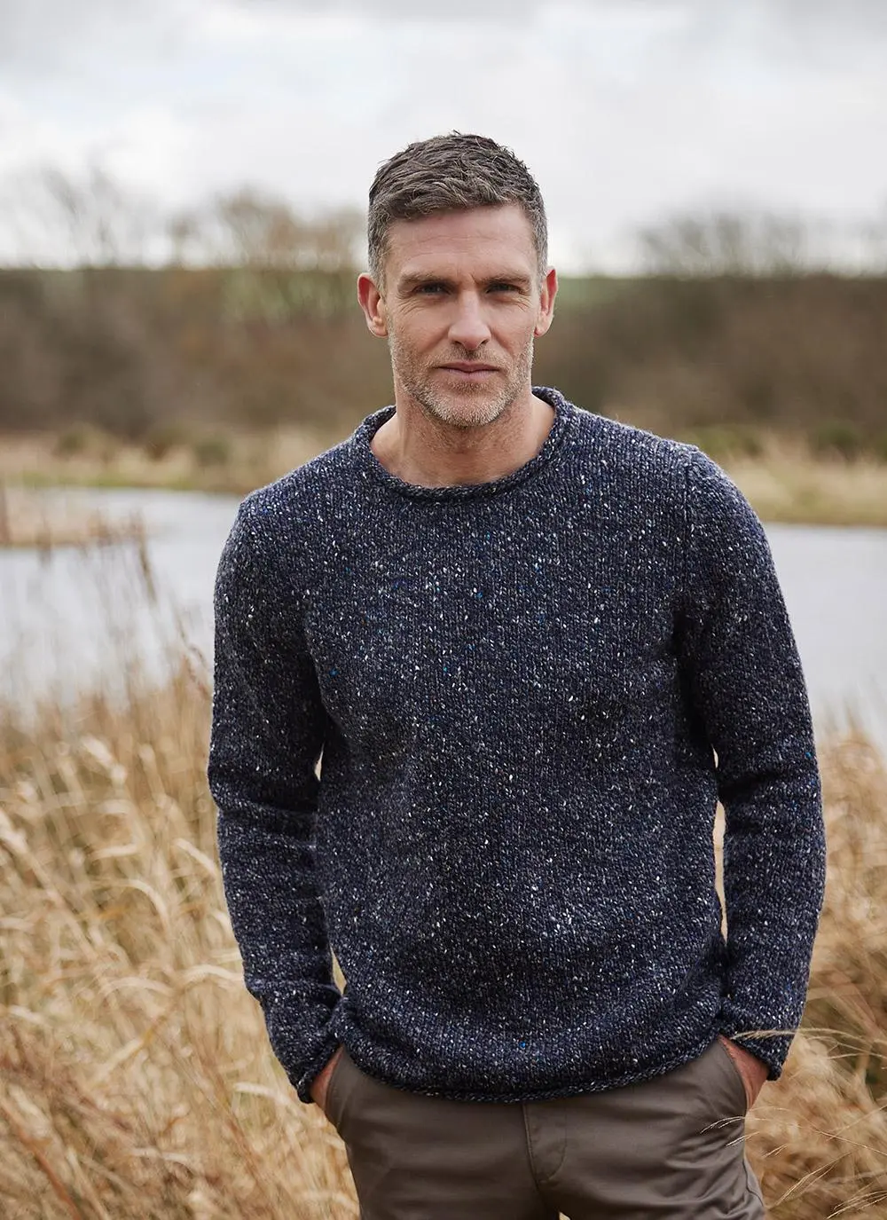 Fisherman Donegal Fleck Roll Neck Sweater