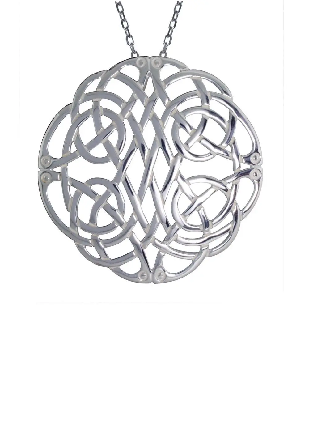 White background cut out shot of Sterling Silver Large Celtic Pendant