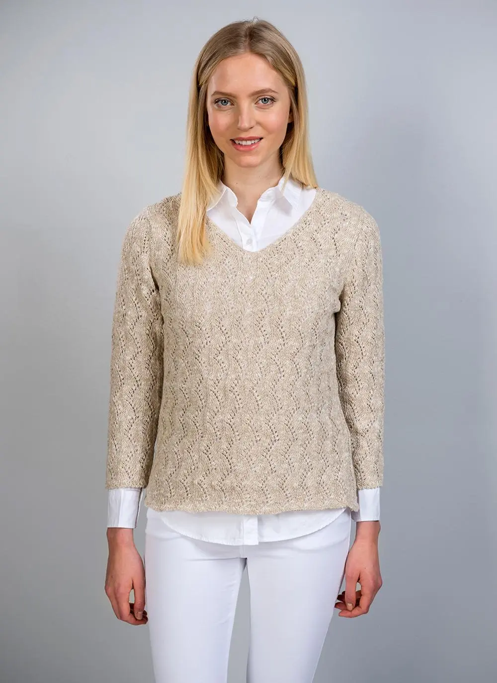 Blathnaid Linen Blend Lace Sweater
