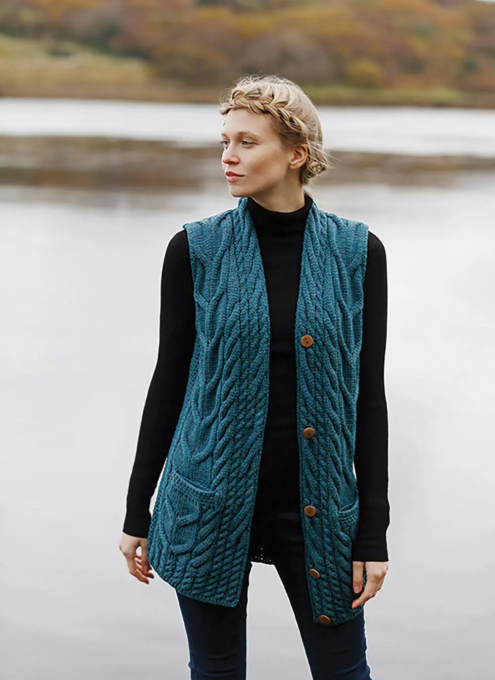 Supersoft Sleeveless Cable Cardigan 