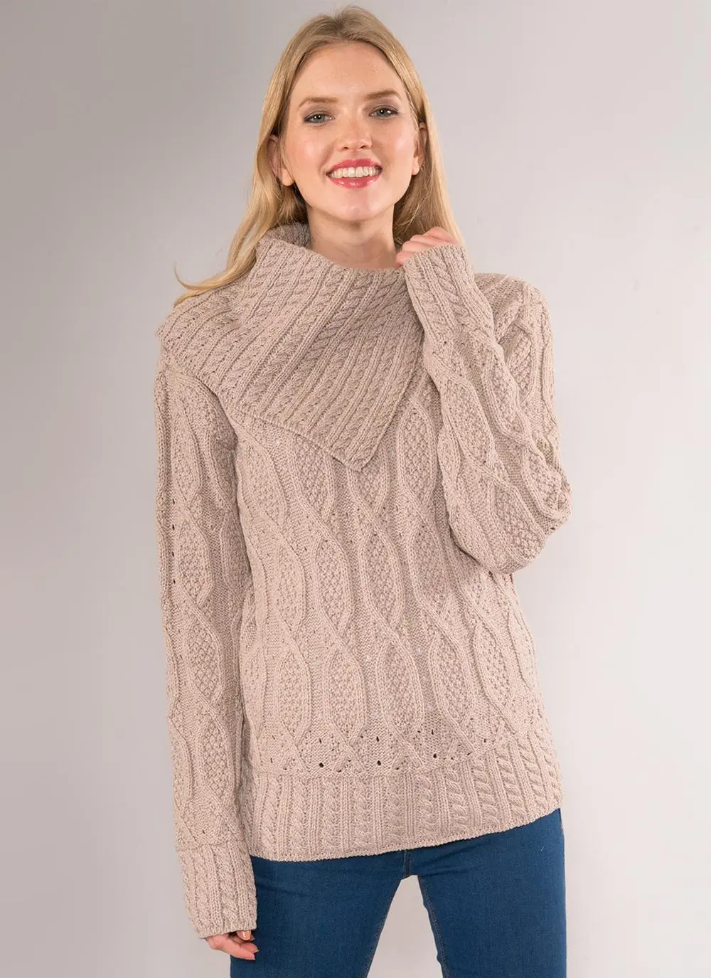 Anita Aran Side Shawl Collar Sweater