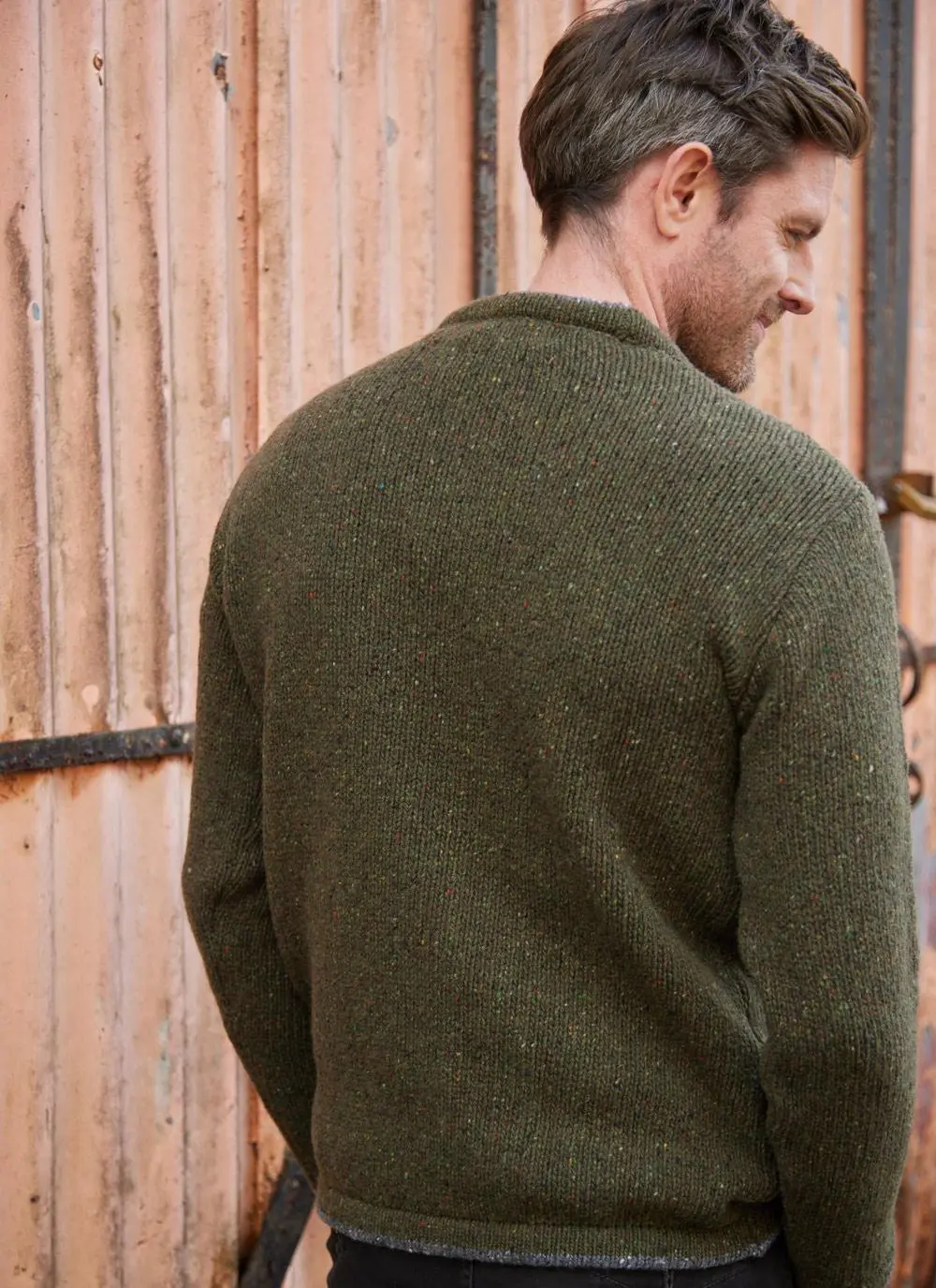 Donegal Fleck Wool Cashmere Roundstone Sweater 