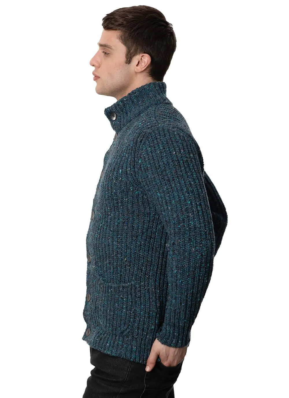 Fisherman Ribbed Cardigan with Patch Pockets