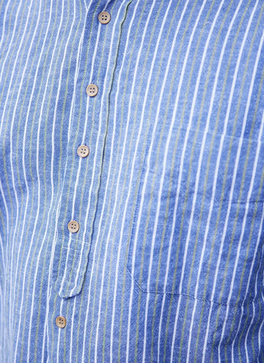 Oran Cotton Linen Stripe Grandfather Shirt
