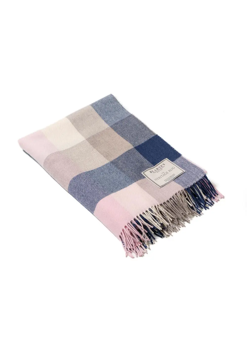 Pink & Navy Check Supersoft Lambswool Throw