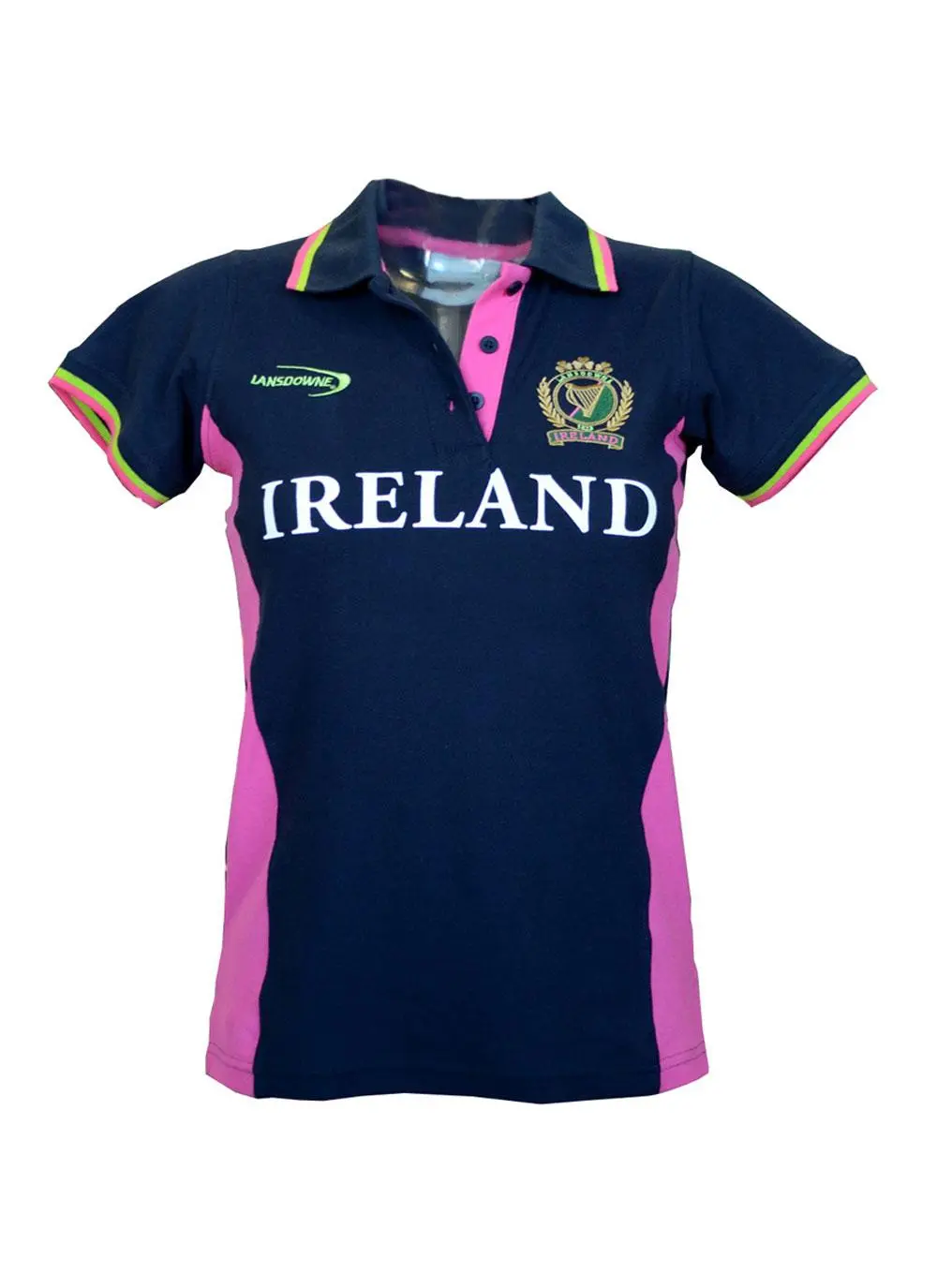 Women's Ireland Harp Polo Navy T-Shirt Blarney