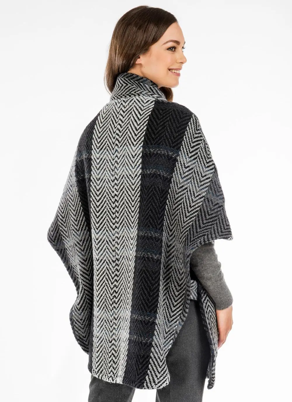 Tara Wool Cape Multi Gray Stripe | Blarney
