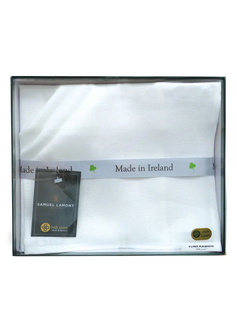 white linen napkins in gift box