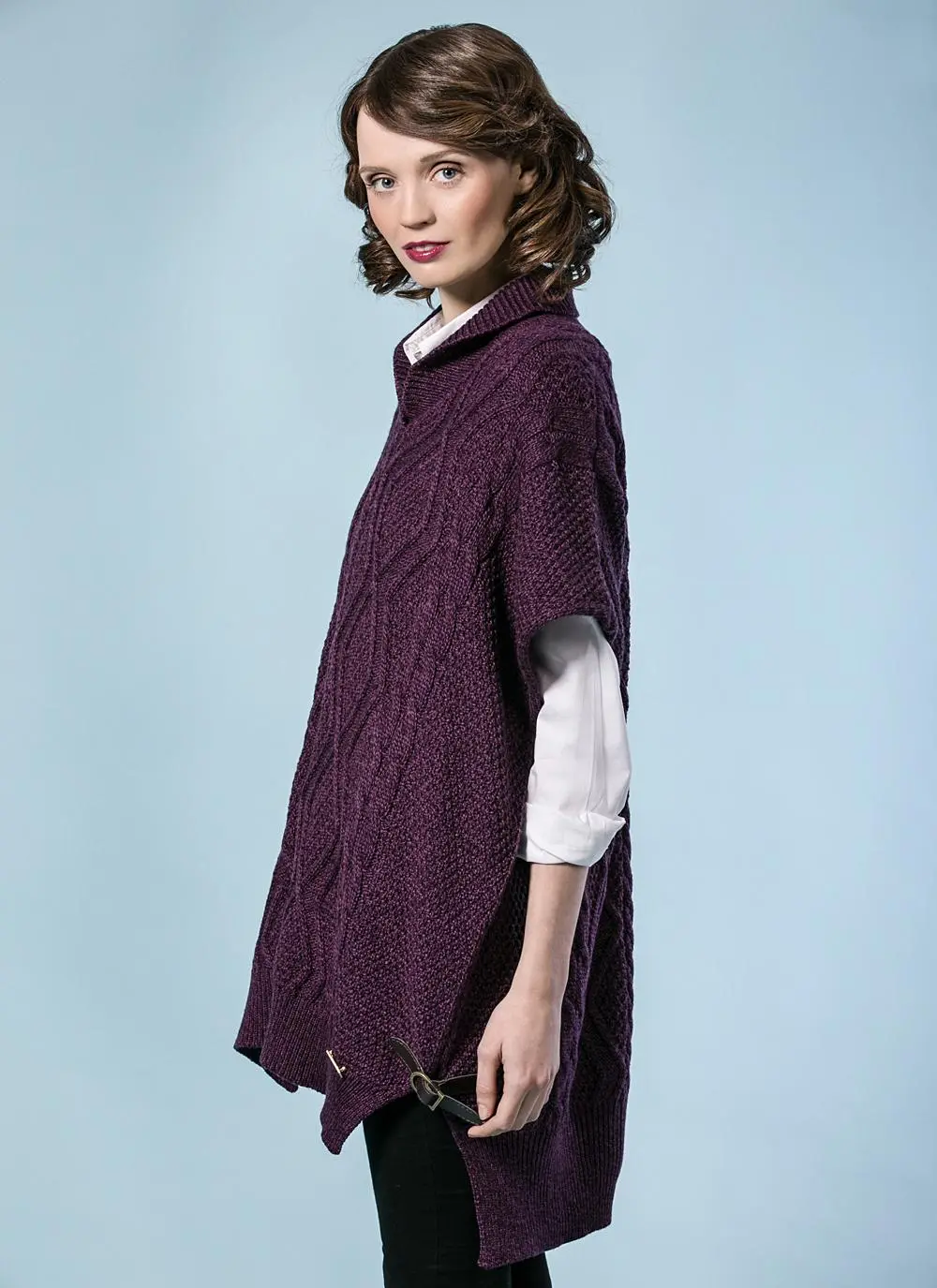 Aoife Wool Cape Purple Marl | Blarney