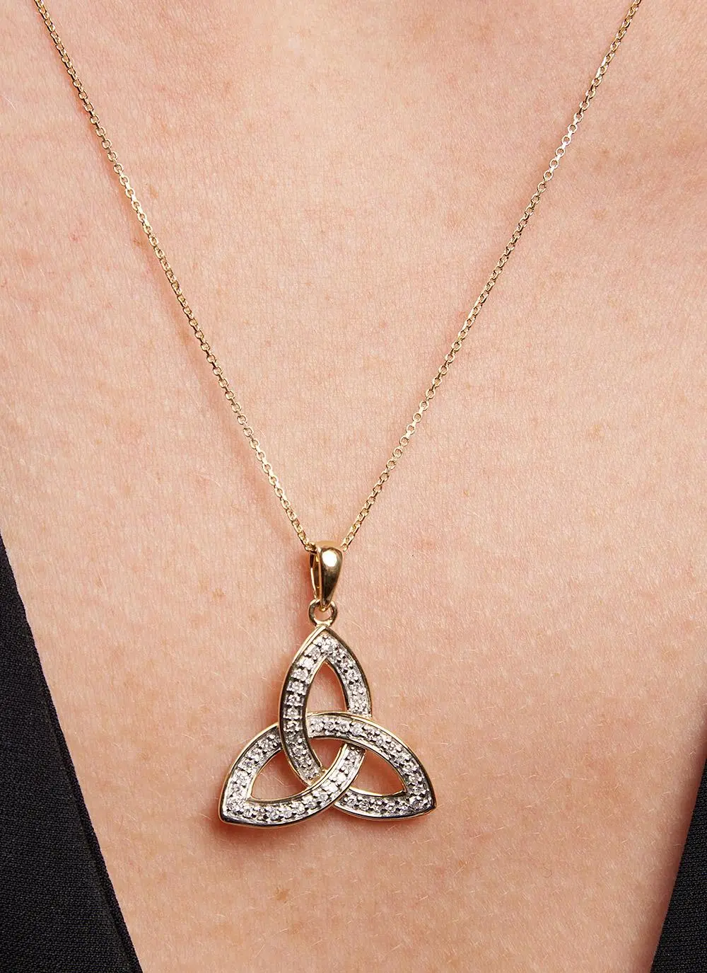Moonstone Trinity Knot Necklace – Celtic Crystal Design Jewelry