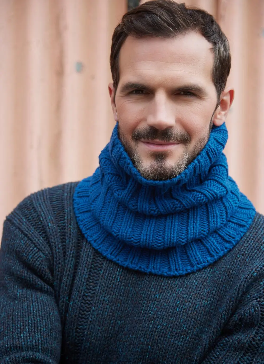 Fisherman Unisex Wool Cashmere Chunky Ribbed Snood in Petrol | Blarney