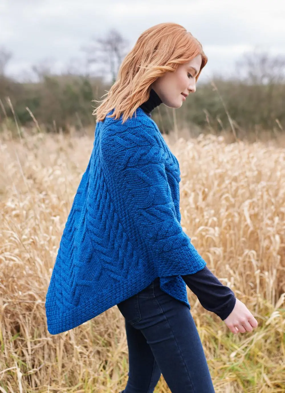 Supersoft Merino Wool Cable Poncho | Blarney