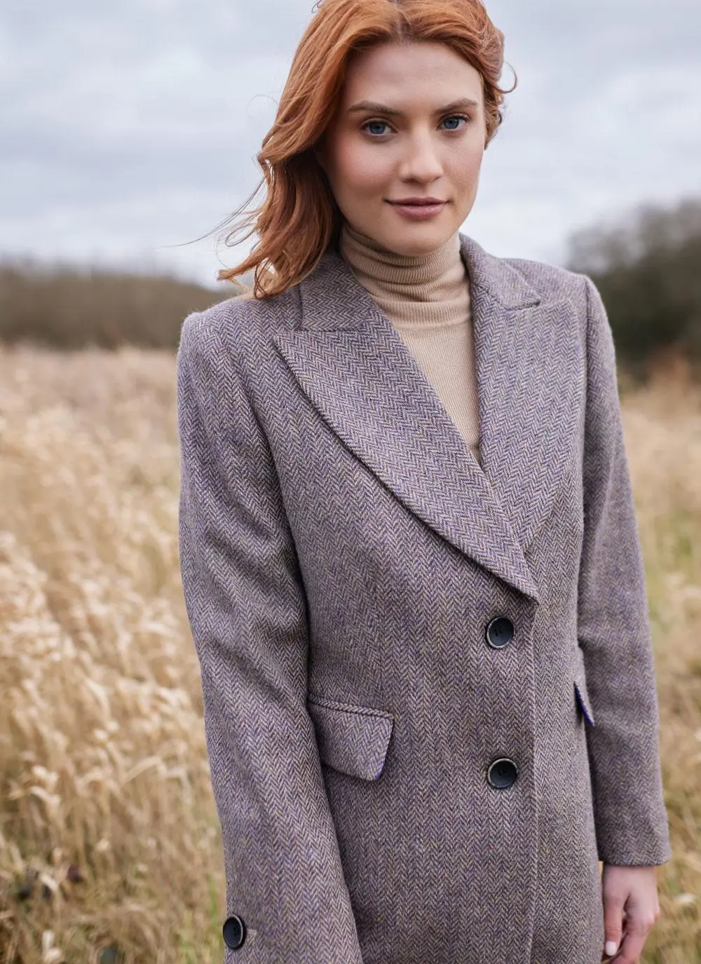 Tweed Heather Herringbone Longline Coat | Blarney