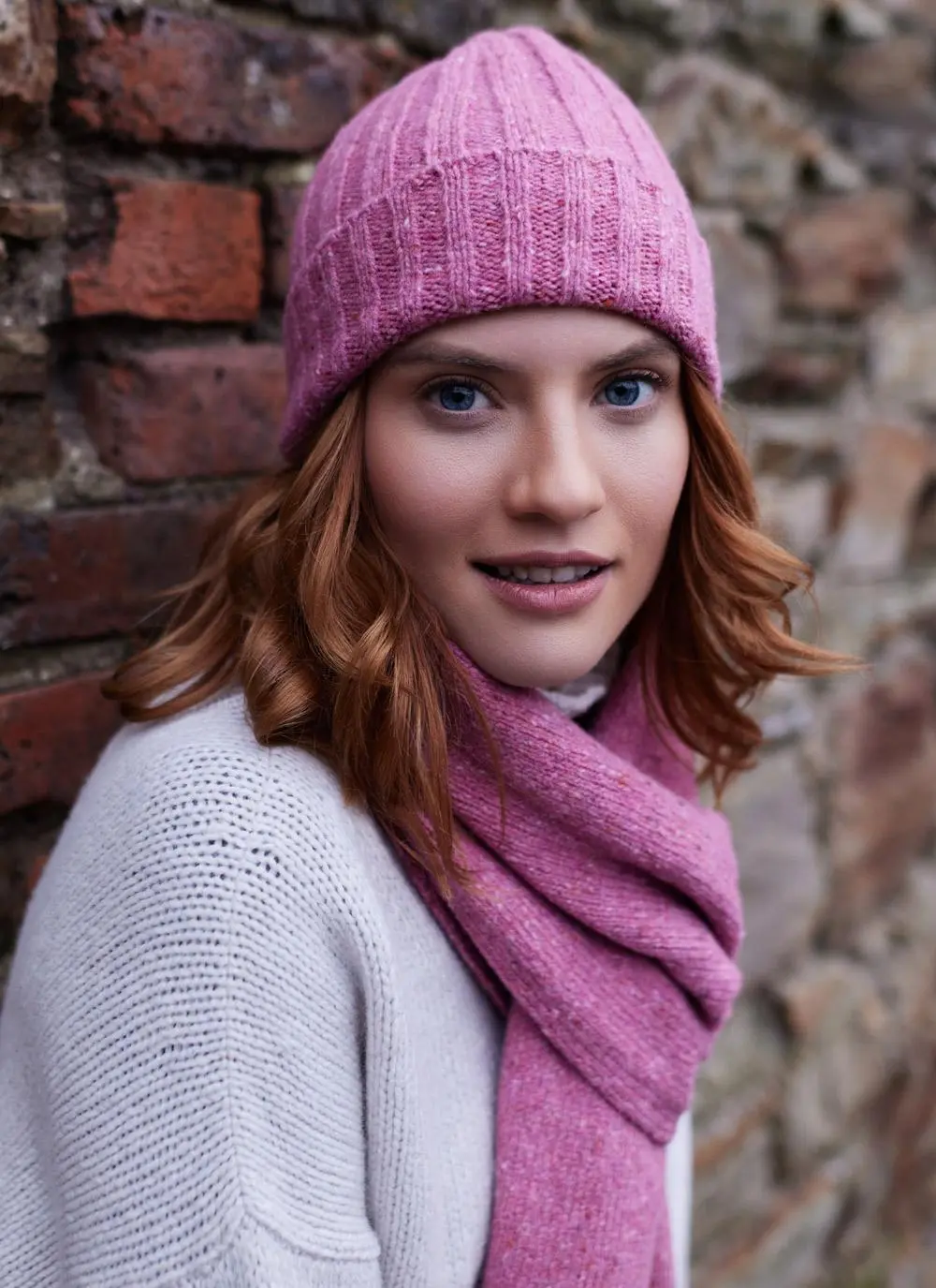 Wool Cashmere Tweed Ribbed Hat 