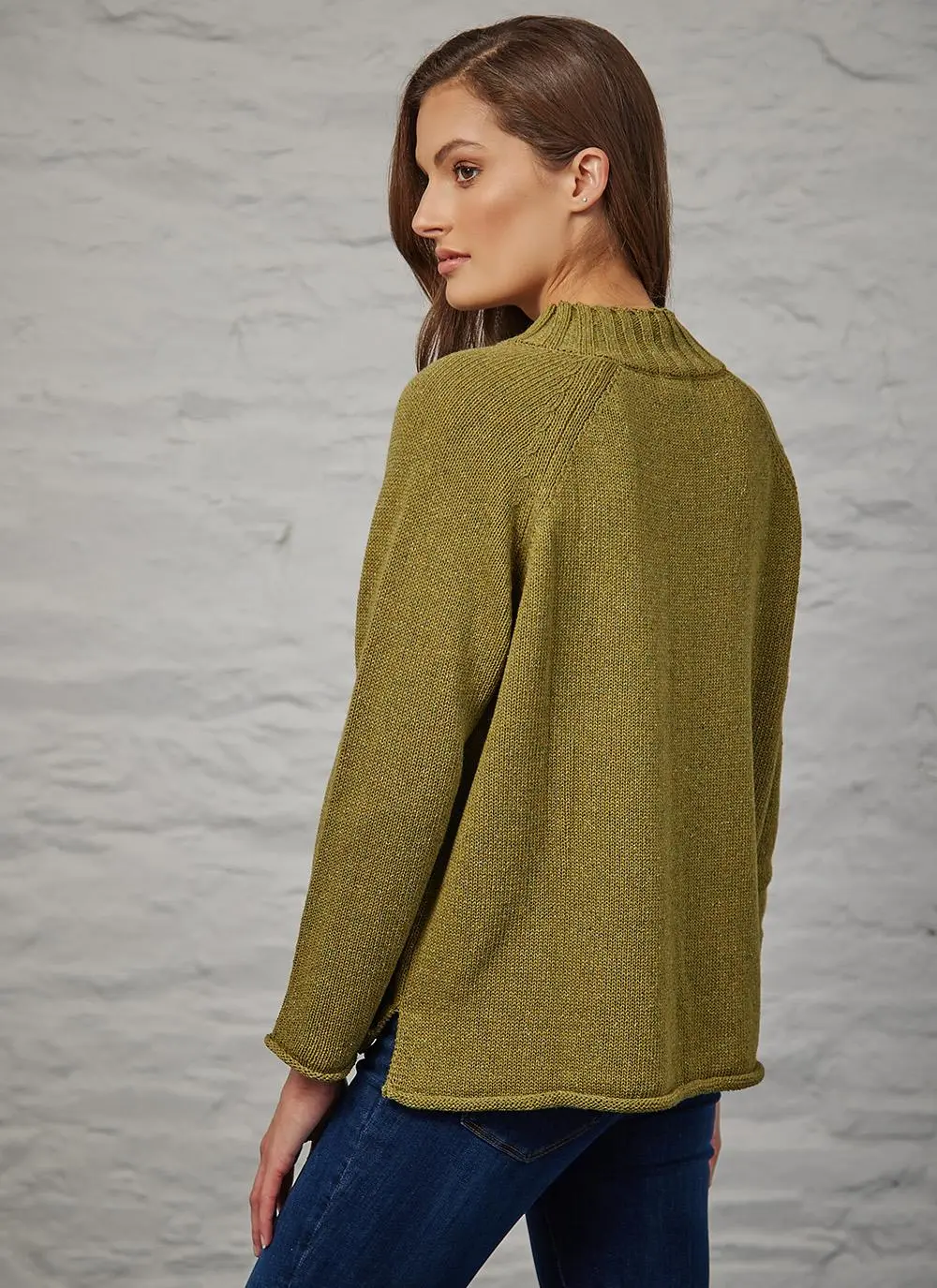 Donegal Tweed Turtle Neck Sweater with Rolled Hems