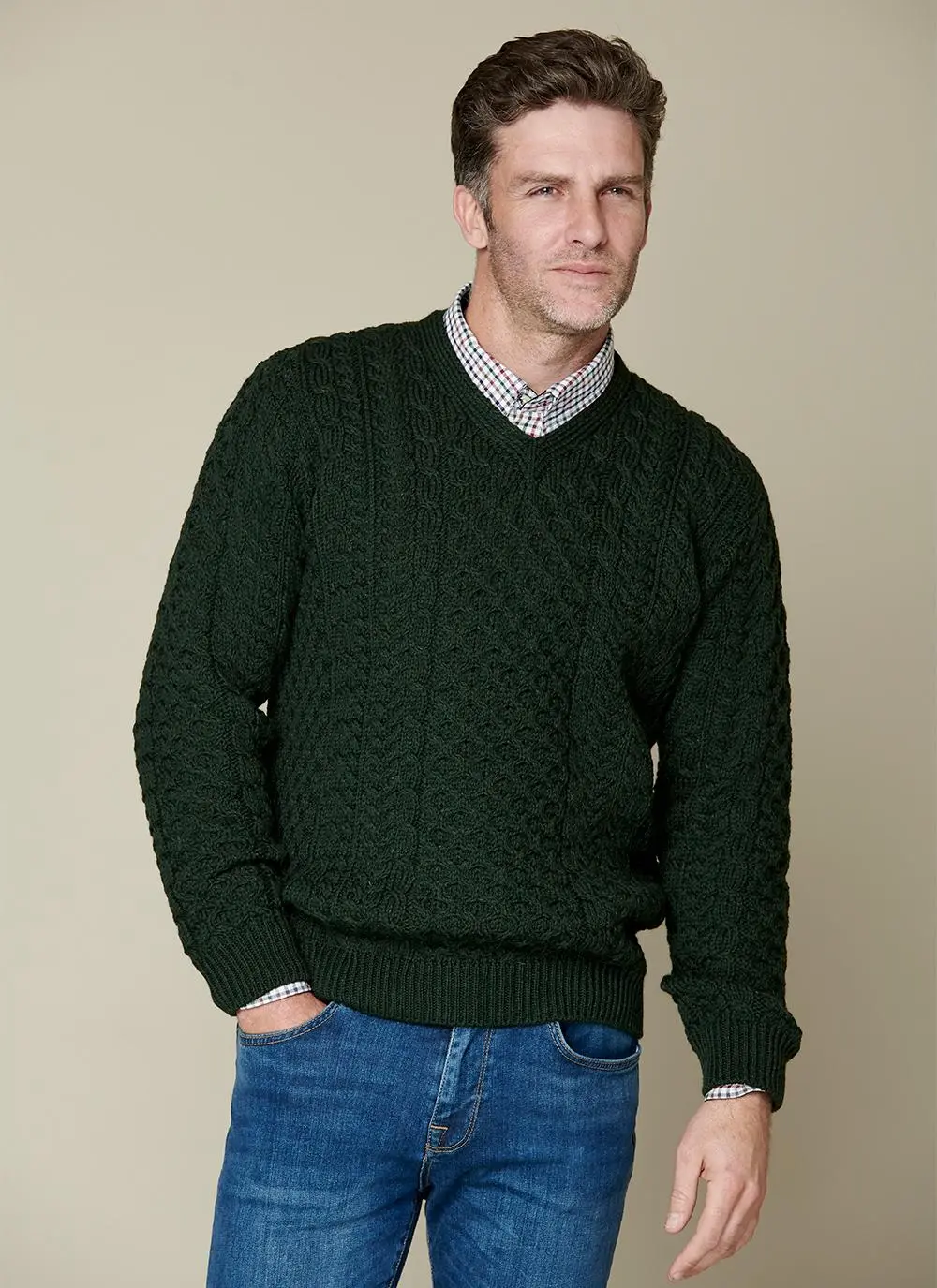Liam V-Neck Aran Sweater