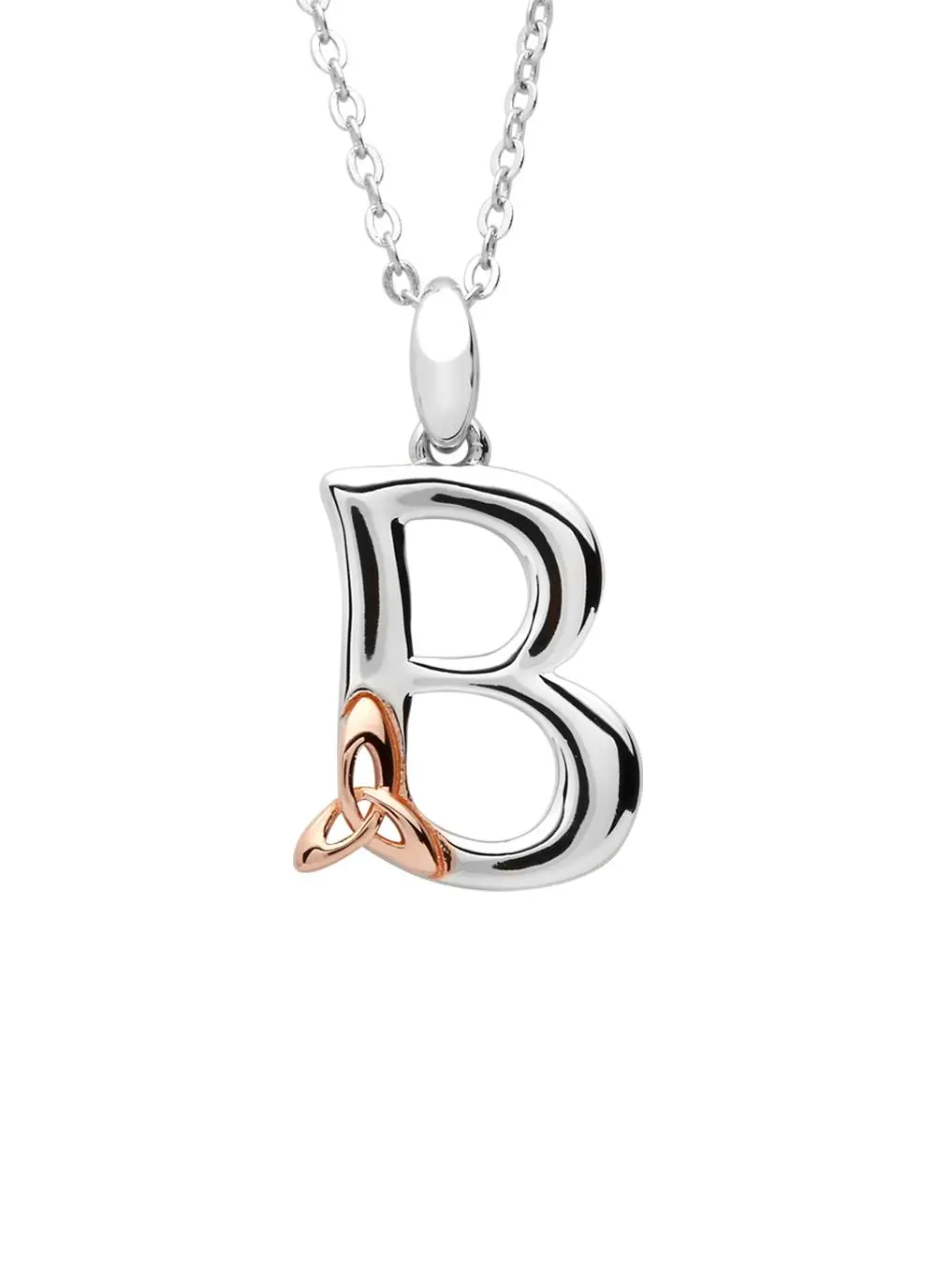 Sterling Silver Trinity Knot Initial Pendant - B