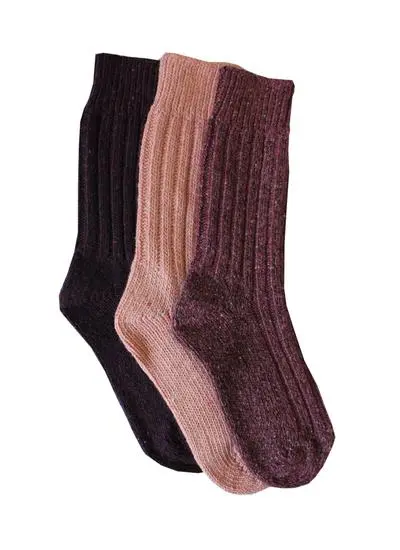 Ladies Wool Socks Pink Aubergine Plum | Blarney