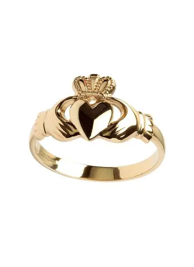 Ladies Claddagh Ring 10k Gold with Sapphire and Cubic Zirconium