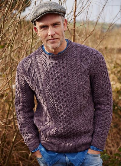 Men's Full Zip Aran Sweater in Natural | Blarney