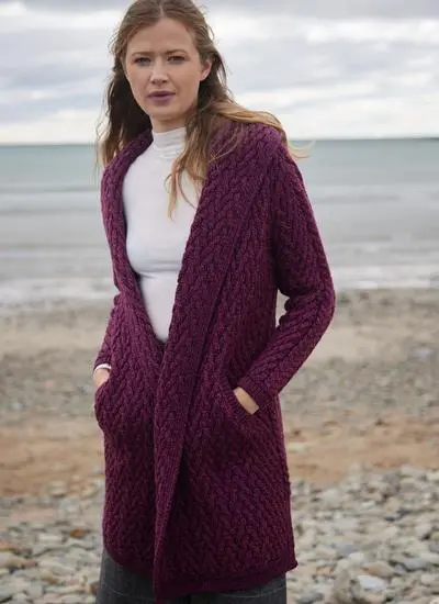 Blarney Woolen Mills 100% Wool IRISH FISHERMAN Cable Knit Cardigan Sweater  S - Lacadives